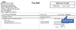 Image of a tax bill with an arrow pointing to the space where an access code is printed on the bill